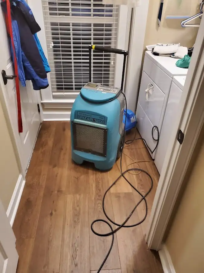 Commercial dehumidifier deployed for Flood Damage Cleanup in Revere